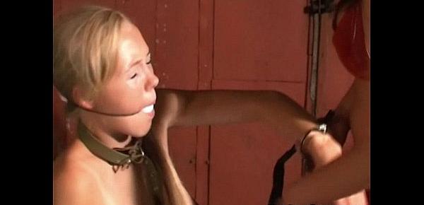  Young slave girls lesbian domination in leather collared bondage and lezdom